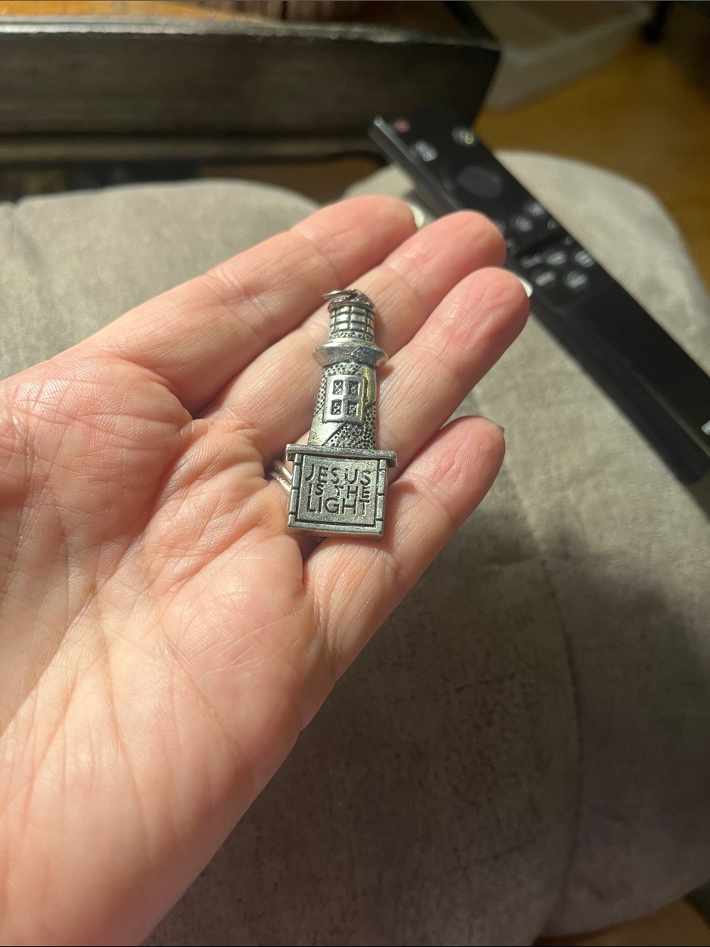 Religious Lighthouse Figurine - Silver "Jesus Is The Light" 1912